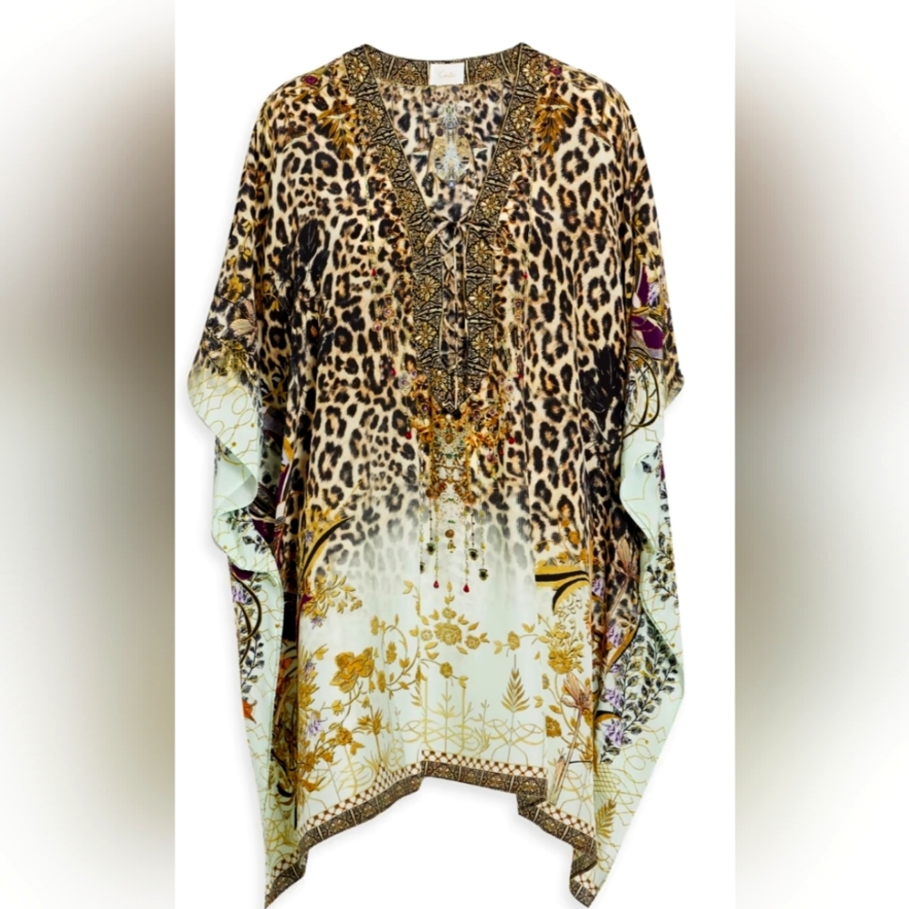 Camilla silk caftan dress NWOT